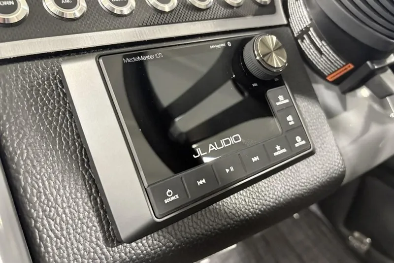 Slide: The Image of JL Audio MediaMaster 105 control panel in 2026 Godfrey Monaco 235 SB iMPACT boat. - 23
