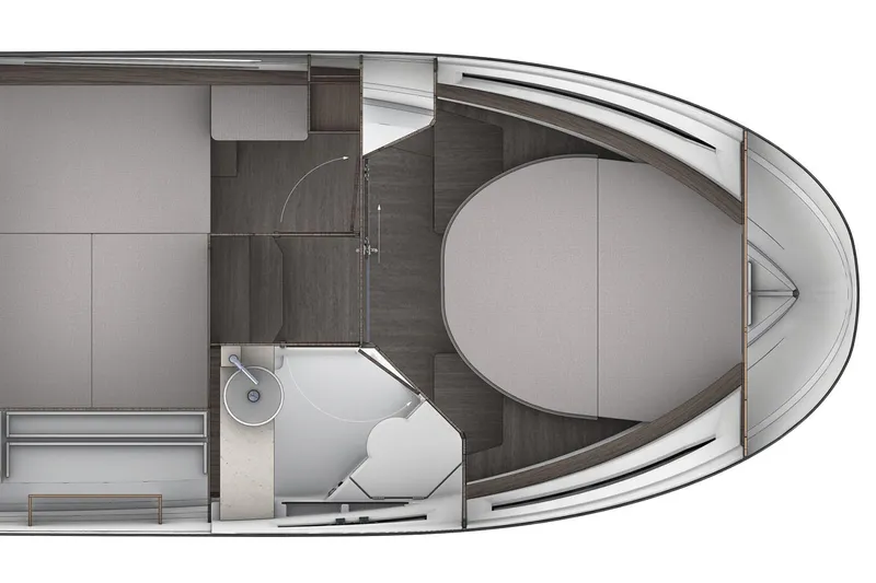 Slide: The Image of Manufacturer Provided Image: 2025 Jeanneau NC 895 Series 2 boat interior layout, featuring cabin and bathroom design. - 16