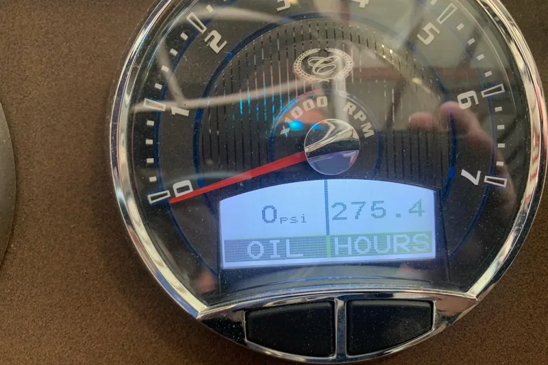 Slide: The Image of Close-up of a 2017 Cobalt 220S tachometer displaying 275.4 hours and 0 PSI. - 16