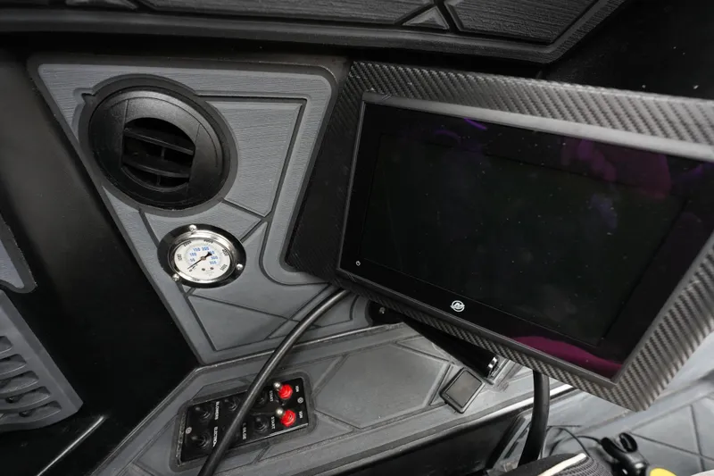 Slide: The Image of Control panel of 2019 Wright Performance 320 Race boat with screen and gauge. - 10