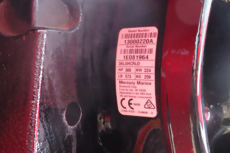 Slide: The Image of Label on Wright Performance 320 Race 2019 engine, showing Mercury Marine specifications. - 26