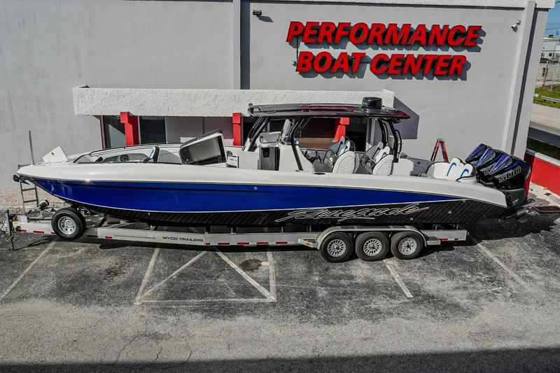 The Image of 2024 Renegade 38 Open boat on trailer at Performance Boat Center. - 1