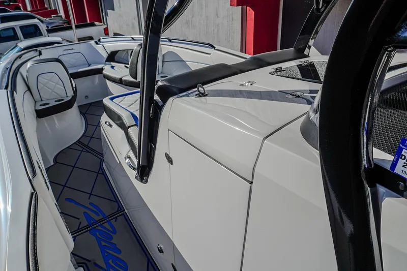 Slide: The Image of 2024 Renegade 38 Open boat interior with sleek seating and modern design. - 27