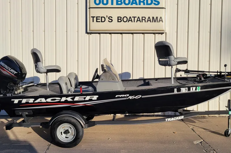 The Image of 2018 Bass Tracker Pro 16 boat at Ted's Boatarama, featuring Mercury outboard motor. - 0