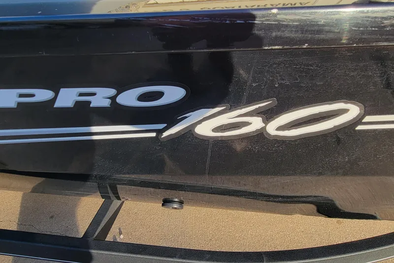 Slide: The Image of 2018 Bass Tracker Pro 16 boat decal close-up, featuring "Pro 160" text. - 20