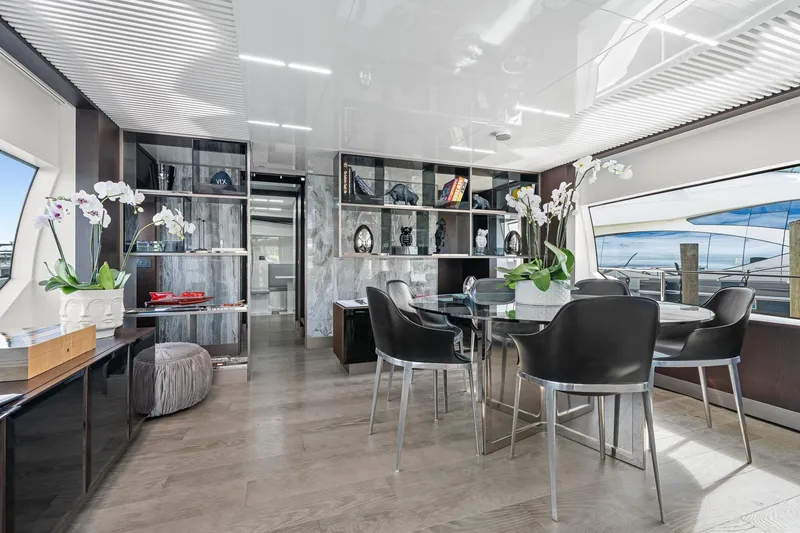 Slide: The Image of Luxurious interior of 2018 Ferretti Yachts 850 with elegant dining area and modern decor. - 20