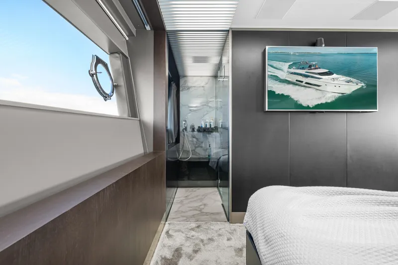 Slide: The Image of Luxurious interior of 2018 Ferretti Yachts 850 with modern design and ocean view. - 65