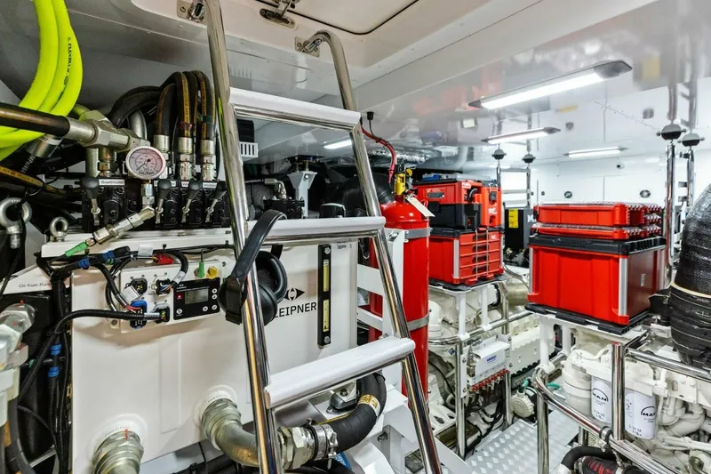Slide: The Image of Engine room of 2024 Princess X80 yacht with advanced machinery and equipment. - 133