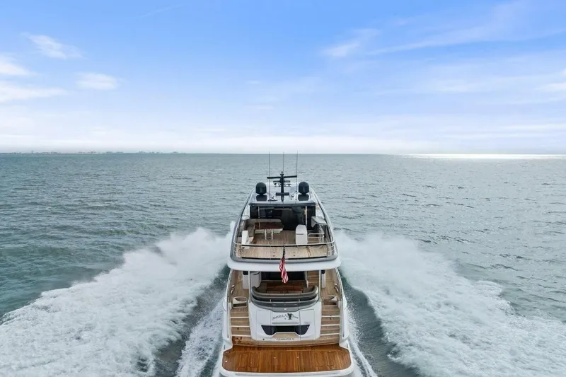 Slide: The Image of Luxury Princess X80 yacht cruising on open sea, 2024 model. - 150