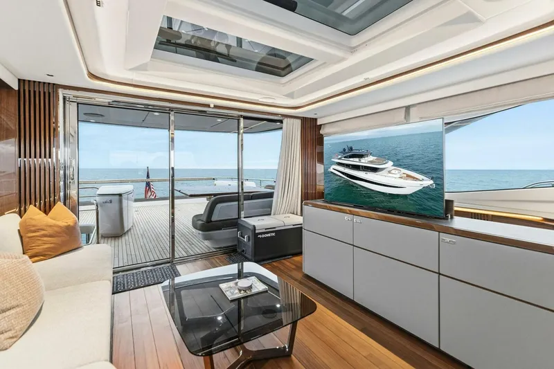 Slide: The Image of Luxurious interior of 2024 Princess X80 yacht with ocean view and modern amenities. - 17