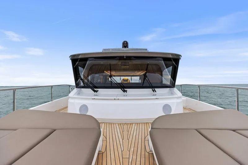 Slide: The Image of 2024 Princess X80 yacht deck with sleek design and ocean view. - 21