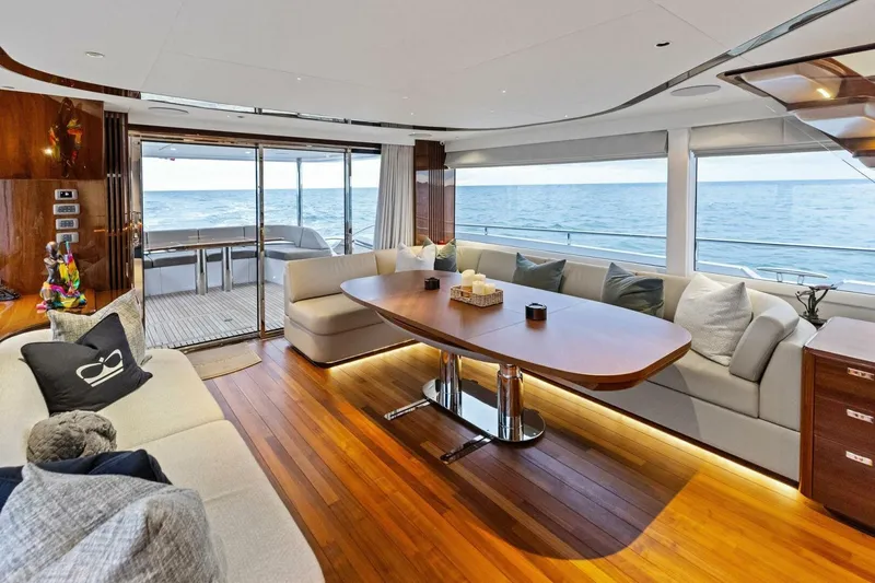 Slide: The Image of Luxurious interior of 2024 Princess X80 yacht with elegant seating and ocean view. - 29