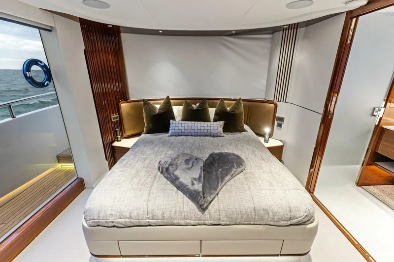 Slide: The Image of Luxurious bedroom interior of 2024 Princess X80 yacht with ocean view. - 53