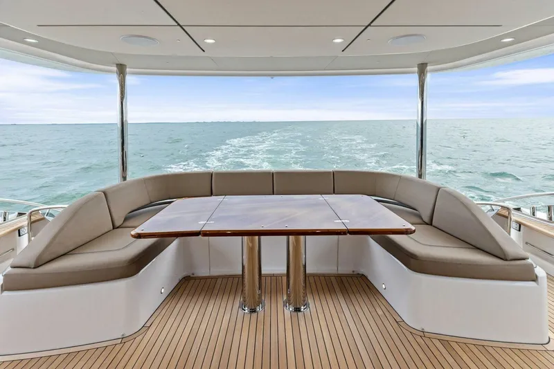 Slide: The Image of Luxurious 2024 Princess X80 yacht deck with elegant seating and ocean view. - 90