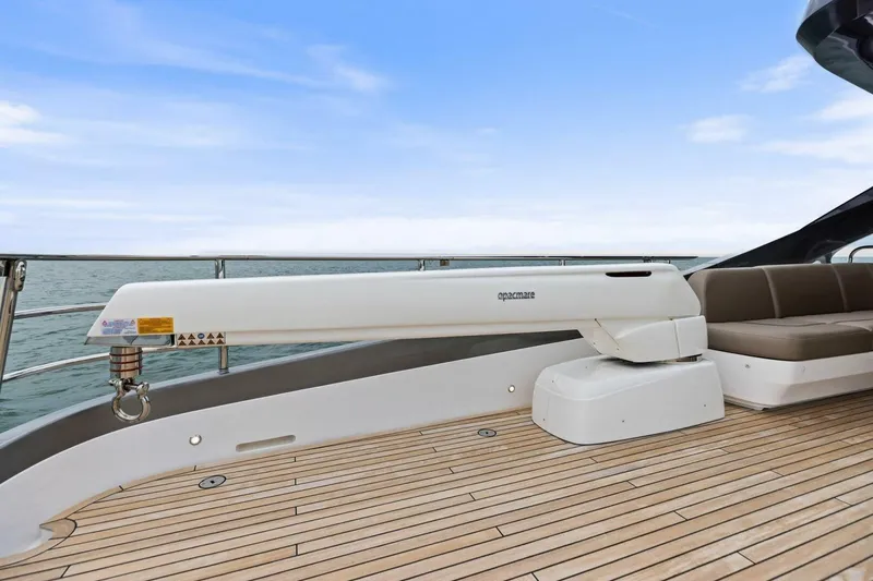 Slide: The Image of Luxury deck of 2024 Princess X80 yacht with seating and ocean view. - 99