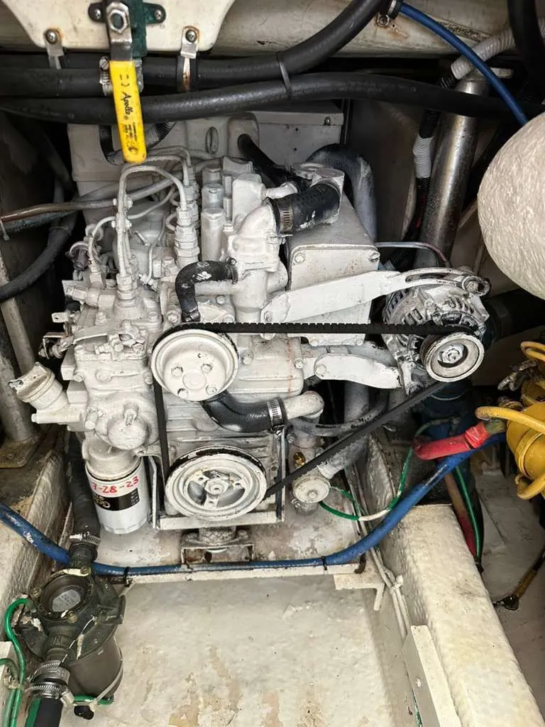 Slide: The Image of Engine compartment of a 1988 Atlantic 34 Express boat. - 13