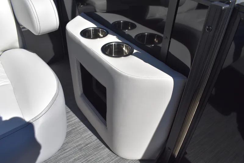 Slide: The Image of Interior of 2026 Lowe SS 230 WT boat with cup holders and seating. - 26
