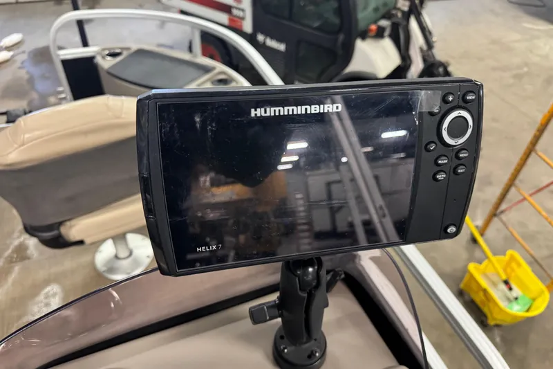 Slide: The Image of Humminbird Helix 7 fish finder on 2022 Sun Tracker Bass Buggy 18 DLX boat. - 10