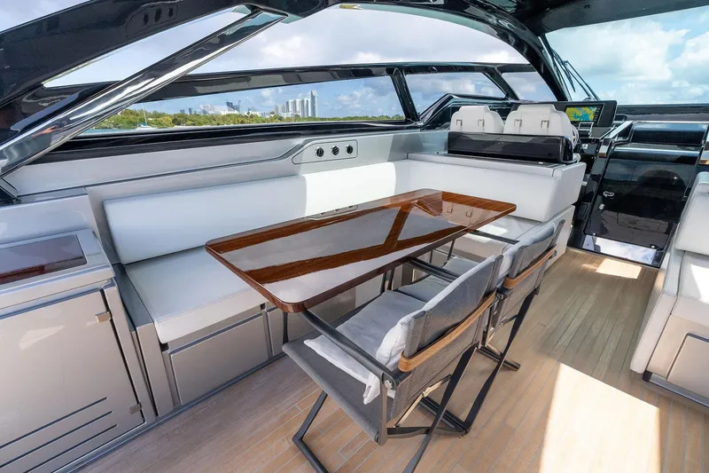 Slide: The Image of Luxurious interior of 2023 Riva 68 Diable yacht with sleek seating and modern design. - 23