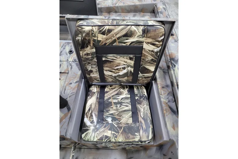 Slide: The Image of Camo-patterned seat in 2025 Ranger RB210 boat, showcasing rugged outdoor design. - 17
