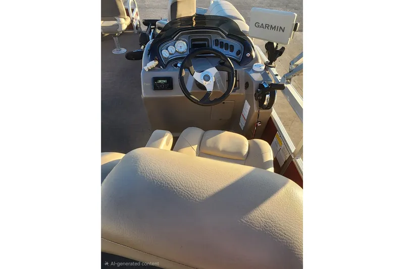 Slide: The Image of 2022 Sun Tracker Fishin' Barge 20 DLX helm with Garmin navigation system. - 6