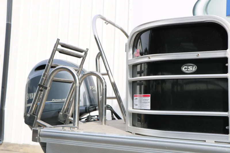 Slide: The Image of 2021 Trifecta 22 RFC boat with Yamaha engine and stainless steel ladder. - 10