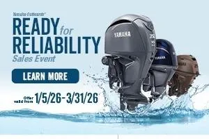 Slide: The Image of Yamaha outboards sales event 2026, featuring Sylvan R-22, January to March. - 24