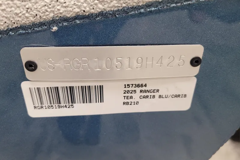 Slide: The Image of 2025 Ranger RB210 identification plate with serial number and barcode. - 26
