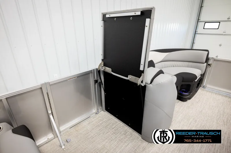 Slide: The Image of 2026 Avalon LSZ QLS interior with modern seating and sleek design in a marine setting. - 21