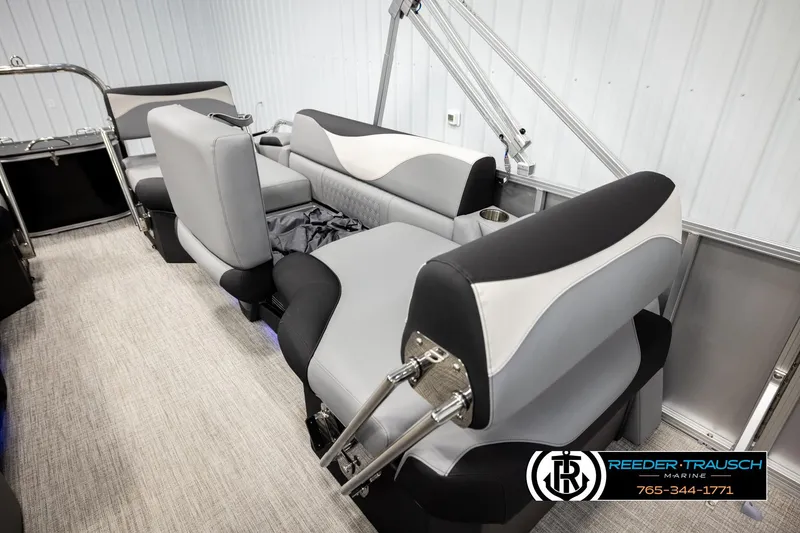 Slide: The Image of 2026 Avalon LSZ QLS boat interior with modern seating and sleek design. - 25