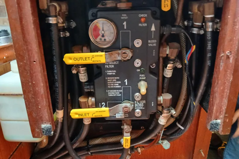 Slide: The Image of Fuel system control panel on a 1977 Ericson 36 C sailboat. - 45