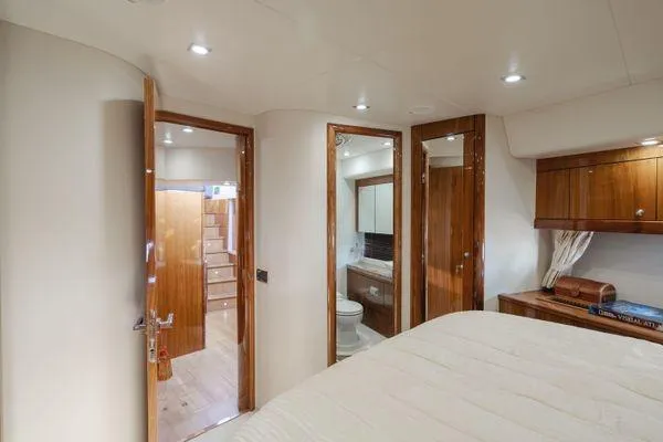 Slide: The Image of Luxurious interior of 2010 Sunseeker Manhattan 60 yacht with elegant wood finishes. - 20