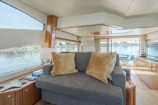 Slide: The Image of Luxurious interior of 2010 Sunseeker Manhattan 60 yacht with plush seating and scenic views. - 33