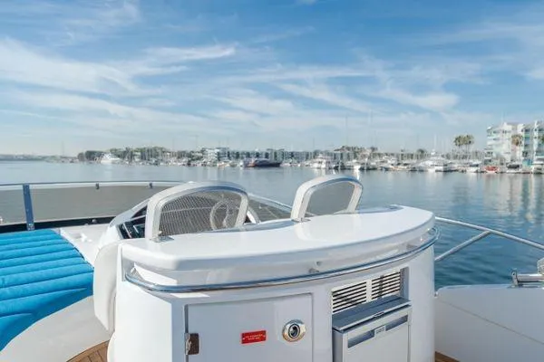 Slide: The Image of Luxury Sunseeker Manhattan 60 yacht deck with marina view, 2010 model. - 9