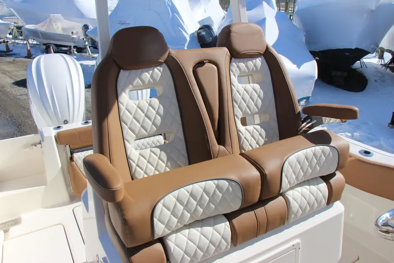 Slide: The Image of Luxurious seating on 2026 Pioneer 270 Pelagic boat with quilted leather upholstery. - 11