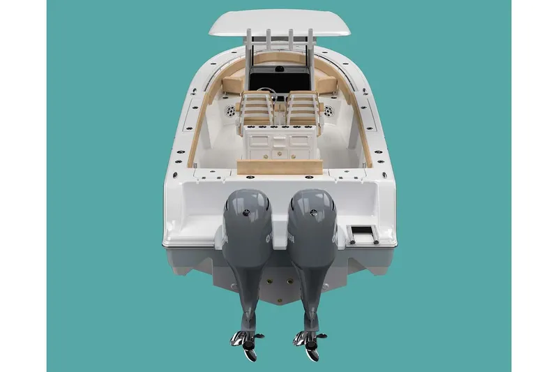 Slide: The Image of Manufacturer Provided Image: 2022 Sportsman Open 262 Center Console boat with dual outboard motors. - 11