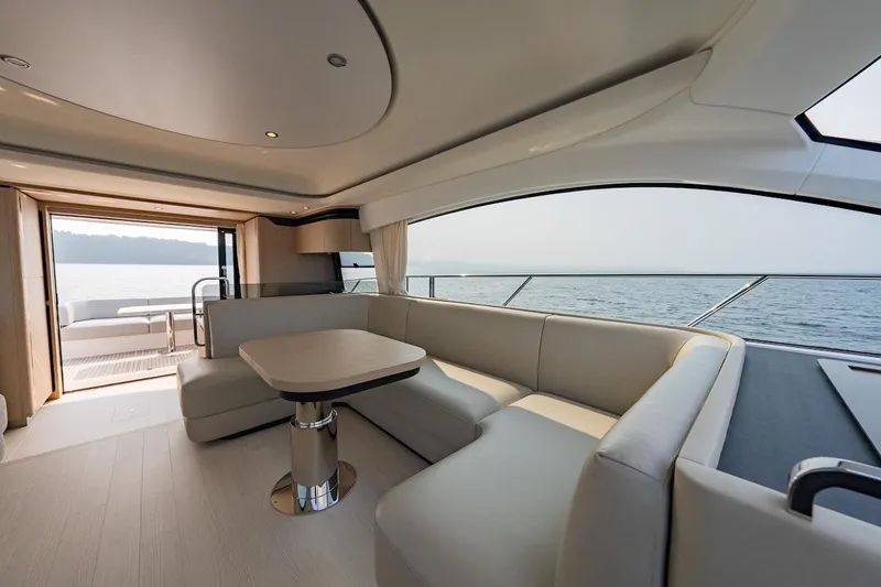Slide: The Image of Luxurious interior of 2023 Azimut Fly 53 yacht with ocean view. - 36