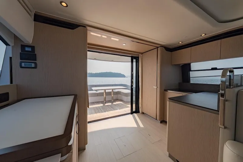 Slide: The Image of Luxurious interior of 2023 Azimut Fly 53 yacht with open deck view. - 42