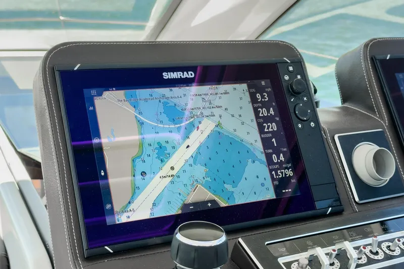 Slide: The Image of Simrad navigation display on 2020 Four Winns Vista 355 Coupe OB boat. - 35