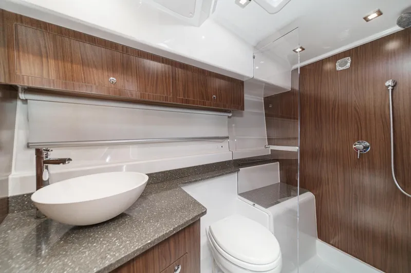 Slide: The Image of Luxurious bathroom interior of 2020 Four Winns Vista 355 Coupe OB yacht. - 46