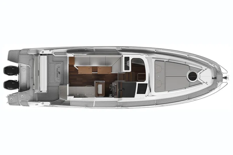 Slide: The Image of Manufacturer Provided Image: Top view of 2020 Four Winns Vista 355 Coupe OB boat layout. - 76