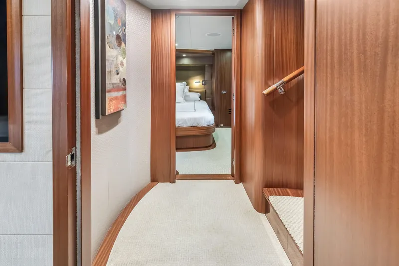 Slide: The Image of Luxurious bathroom in 2012 Cheoy Lee 84 Bravo yacht with granite countertop and modern fixtures. - 21