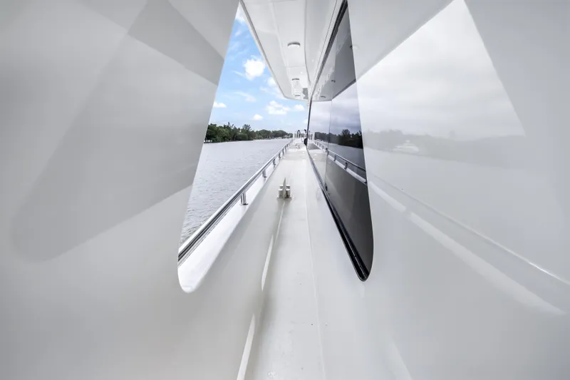 Slide: The Image of Luxurious bathroom interior on 2012 Cheoy Lee 84 Bravo yacht, featuring marble countertop and wooden cabinetry. - 34