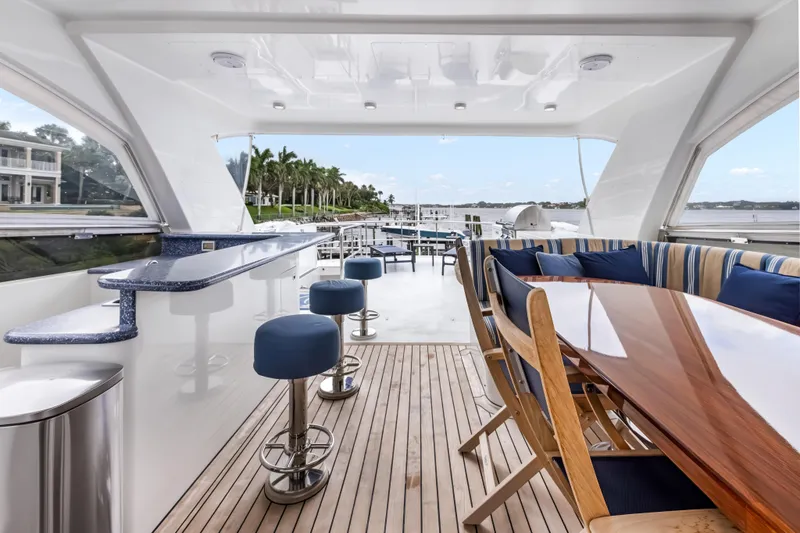 Slide: The Image of Luxurious 2012 Cheoy Lee 84 Bravo yacht interior with modern seating and sleek design. - 41