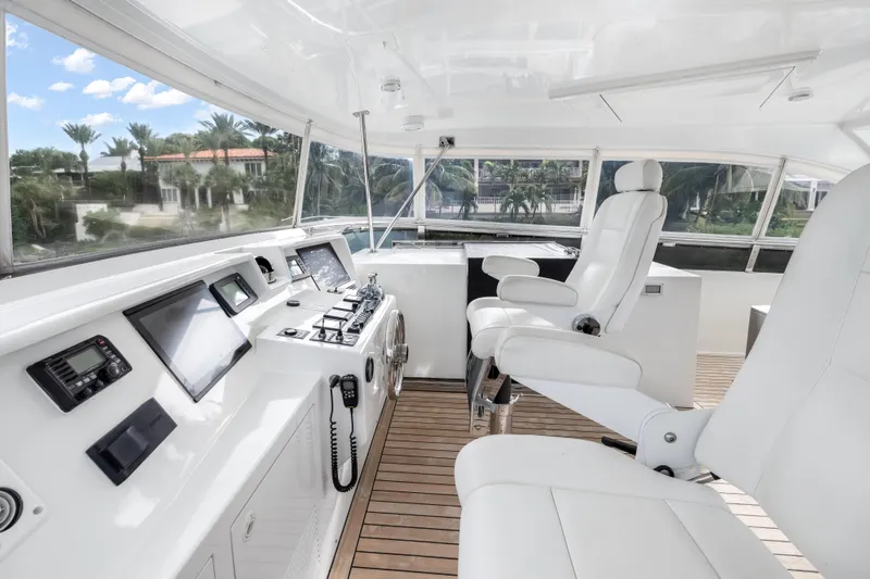 Slide: The Image of Helm of 2012 Cheoy Lee 84 Bravo yacht with modern navigation equipment. - 45