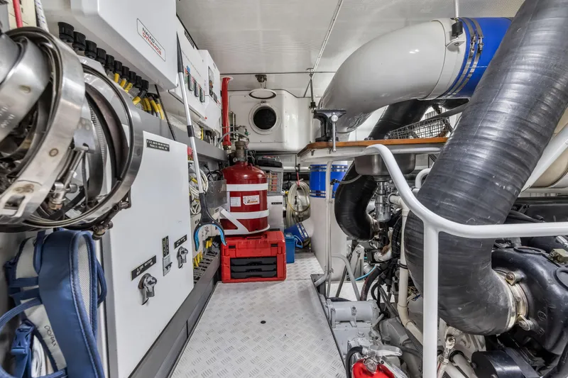 Slide: The Image of Engine room of 2012 Cheoy Lee 84 Bravo yacht with Kohler generator and control panels. - 53