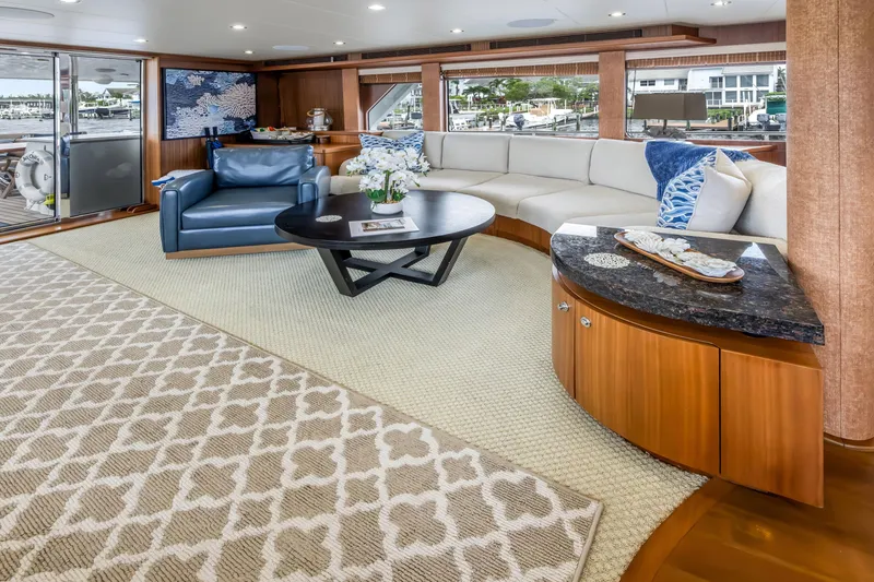 Slide: The Image of Luxurious interior of 2012 Cheoy Lee 84 Bravo yacht with elegant seating and decor. - 9
