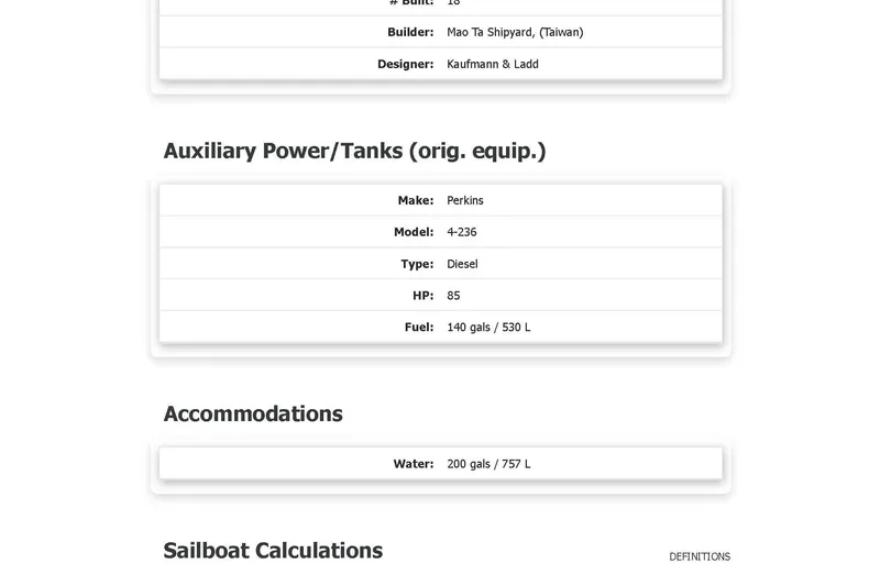 Slide: The Image of Auxiliary power details for 1980 Mao Ta Skye sailboat, Perkins engine, diesel type. - 23