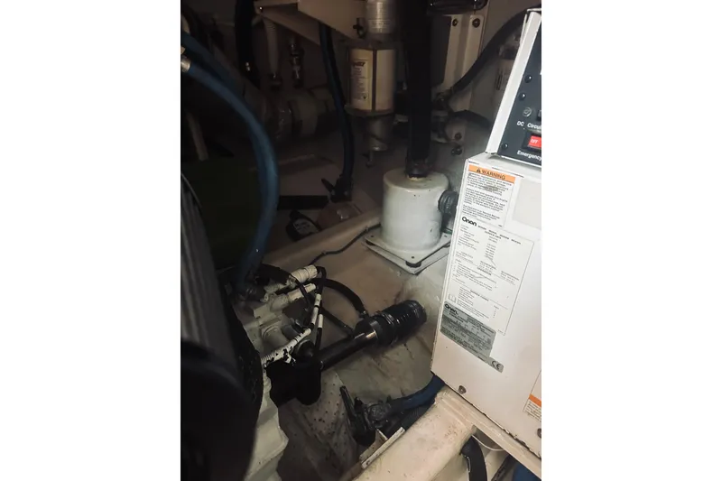 Slide: The Image of Bathroom interior of 2008 Sabre 38 Hard Top Express yacht, featuring shower and toilet. - 46