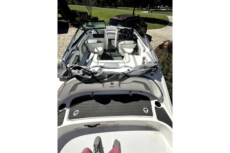Slide: The Image of 2017 Yamaha Boats SX190 interior view, showcasing seating and steering wheel. - 3